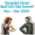 Simplist Sims award for Best Sims Site November-December 2004